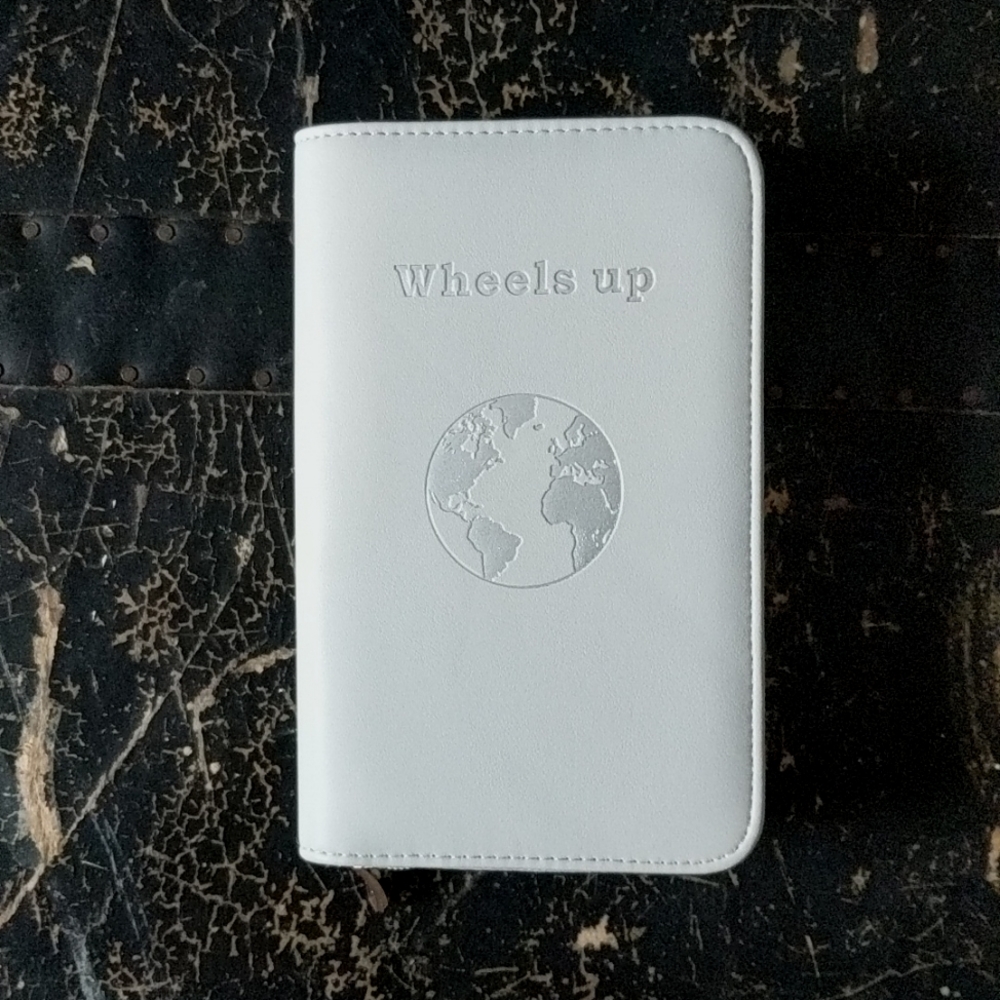Wheels Up Passport Holder with Electronics  Charger
